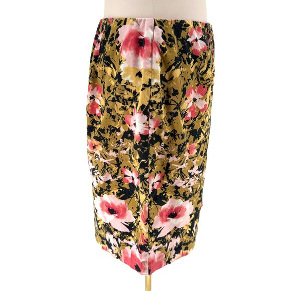 J. Jill Pencil Skirt 6 PETITE Bold Floral Abstract Print Cotton Stretch Side Zip - Picture 12 of 16